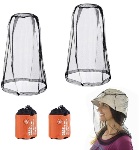 GETRICH 2 Pcs Moskitonetz Kopf, Kopfnetz Gesichtsnetz Kopfbedeckung | für Outdoor Moskitonetz für Kopf für Moskitoschutz Bienenschutz Fischerei Klettern Wandern