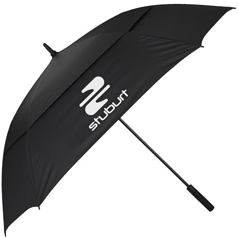 Stuburt 66 Vented Double Canopy Golf Umbrella with Sleeve, Black