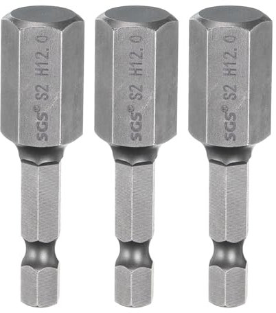 sourcing map 3pcs H12.0 Hex Head Drill Bit Wrench 12mm Metric Flat Tip 1/4 Hex Shank 50mm (2) Long Magnetic Hexagonal Screw Driver Socket Industrial Screwdriver Power Bits