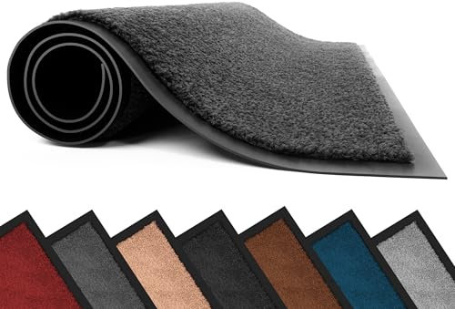 Lexell Non-Slippery Heavy Duty Door Mats – Large & Stylish Washable Rubber Doormats for Indoor & Outdoor – Perfect Dust Grabbing Floor Mat (Anthracite-plain, 50 x 80 cm)