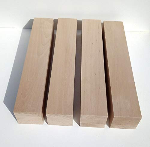 Lot de 4 pieds de table en bois de hêtre massif tournés Dimensions : 9 x 9 cm d'épaisseur Produit raboté Dimensions spéciales sur demande (100 cm de long)