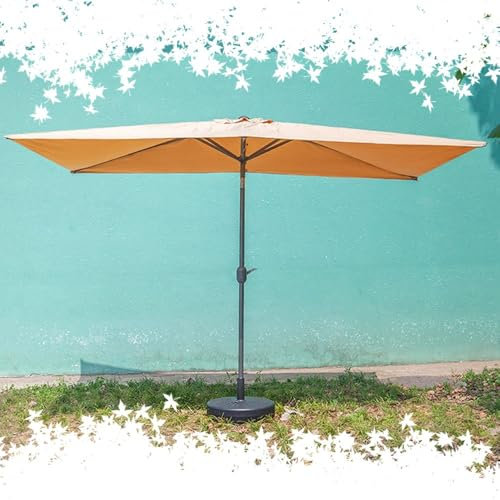 ZYXQQJ Rechteckiger Sonnenschirm 2x3m 2x2m Marktschirm Gartenschirm Mit Kurbel Terrassenschirm Für Café Hinterhof Balkon Picknick(Beige Yellow,2x3m/6.5x9.8ft)