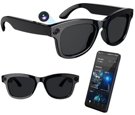 Occhiali intelligenti IA, fotocamera HD da 500 W, controllo vocale, traduzione ChatGPT integrata,Wi-Fi 4.0,Bluetooth 5.3,occhiali da sole intelligenti con riprese in HD, per viaggi,musica e chiamate,B
