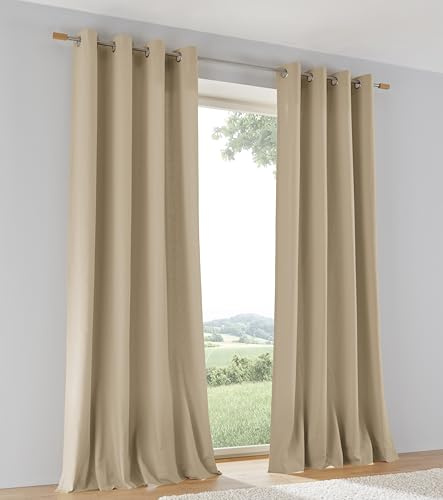 Kutti Vorhang Duck Baumwolle Ösen 1 Stück – Blickdicht – Natur – einfarbig - modern - Gr. 140 x 225 cm (1 STK)