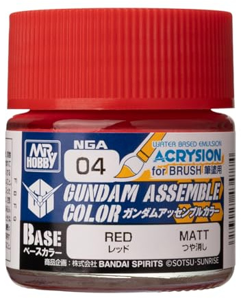 GSI Creos Mr. Hobby NGA04 Gundam Assemble Color Red, peinture acrylique, peinture pour maquettes, rouge, mat, à base d’eau, 10 ml