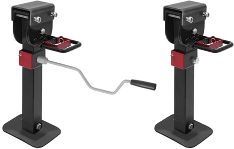 NoneDanGee 2 Stücke Anhänger Stützen Set, Wohnmobil Stützen Höhenverstellbar 42-56cm, Abstellstütze Ausdrehbar Heavy Duty, Anhänger Zubehör, Kurbelstützen für Anhänger Halterung 1T Traglast (Schwarz)