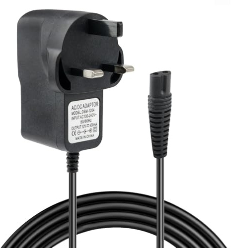12V Shaver Charger for Braun Shaver Charger Cable Series 1 3 5 7 9 Beard Trimmer 12V 400mA Electric Razor Charging Cable UK for Silk-Epil Epilator 9 7 5 Replacement Power Supply Cord for 5544 5409