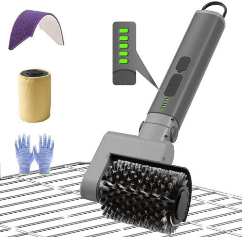 Elektrische Grillbürste, 3-in-1 Set kabellos Grill Bürste, Winkel Einstellbar, Wasserdicht Grillbürste, 3 Einstellbare Geschwindigkeiten, Reiniger für Grillroste im Freien, Geschenk für Väter