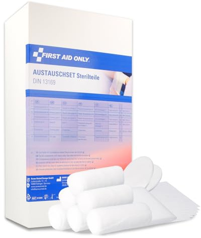 First Aid Only Austauschset Sterilteile für DIN 13169:2021 | Sterile Verbandmaterialien für große Betriebsverbandkästen gemäß ASR | P-91312