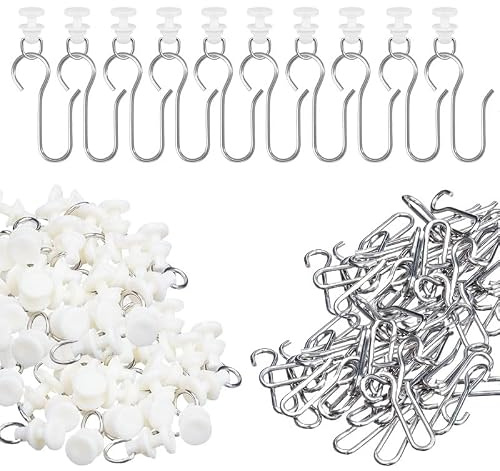 200 Stück Gardinenröllchen Für Schiene Geräuschlose Gardinengleiter Vorhang | Haken, Gardinen, Gleiter, Metall, Curtain, Hooks, Fenstervorhang, Duschvorhang, Reibungsloses, Gleiten, qualitaet