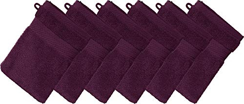Erwin Müller Waschhandschuh Friedrichshafen 6er- Pack, 100% Baumwolle aubergine Größe 15x21 cm - Premium-Qualität, unvergleichlich saugfähig, hautsympathisch, formstabil (weitere Farben)
