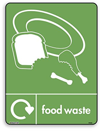 Food Waste Bin StickerSign - WRAP, Self Adhesive Vinyl [A6 100mm x 150mm]
