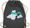 Turnbeutel Rucksack - Tiermotiv Animal Print - Happy Pinguin - Unisize - Dunkelgrau - tiermotive kinder pinguine, beutel tier wintermotiv stoffturnbeutel animals schal stoffbeutel tiere geschenk