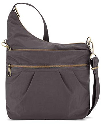 Travelon Anti-Theft Signature 3 Compartment Crossbody, Smoke, One Size
