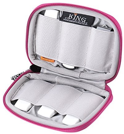 USB Flash Drive Case With Premium Quality Padded Protection For Up To 6 Flash/Key Drives, Flash Drive Case Organizer - King of Flash (Hot Pink)