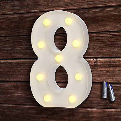 bemece LED Buchstabe Lichter Alphabet, LED Brief Licht, Led dekoration für Geburtstag Party Hochzeit & Urlaub Haus Bar - Nummer 8
