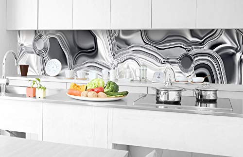 DIMEX Küchenrückwand Folie selbstklebend FLÜSSIGES Silber | Klebefolie - Dekofolie - Spritzschutz für Küche | Made in EU - 350 cm x 60 cm