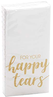 in due Taschentücher Freudentränen 10 x 10 Stück 'For Your Happy Tears' Gold zur Hochzeit/Wedding