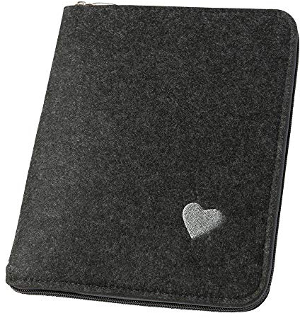 luxdag Mom's Organizer A5 mit Reißverschluss aus Filz (Farbe & Stickerei wählbar) - Hülle für Mutterpass, U-Heft, Ultraschallbilder & Impfpass - Geschenk für werdende Mütter