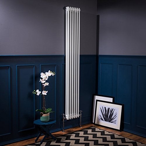 Warmehaus - Traditional Cast Iron Style White Double Column Vertical Radiator 1800 x 290 mm Wall Mounted