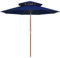 vidaXL Sonnenschirm mit Doppeldach Holzmast 8 Rippen Gartenschirm Ampelschirm Marktschirm Strandschirm Schirm Terrasse Garten Blau 270cm