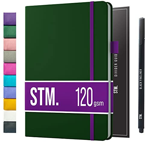 Notizbuch A5 Dotted Bullet Journal Buch und Stift - Gepunktet - Scribbles That Matter Notebook A5 - Auslaufsicheres 120g dickes papier, 215 Seiten, Hardcover Bujo, Hardcover Dot Grid note book