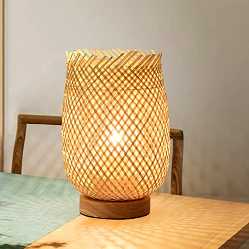 GUANSHAN Bambus Weben Laterne Tischlampe Nachttischlampe Zen Nachtlicht Dekorativer Licht Tischbeleuchtung Bambus Weben Schreibtisch Lampenschirm für Schlafzimmer