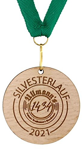 pokalspezialist 100 Stück Medaille aus Holz 55 mm nachhaltig 4mm stark individuell mit Gravur