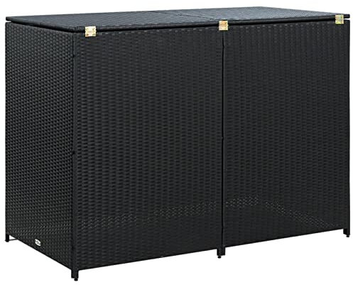 Lechnical Double Wheelie Bin Shed Poly Rattan Black 148x80x111 cm