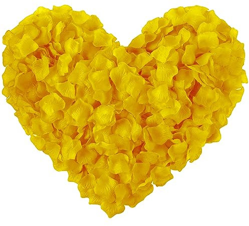 Nine to Nine Lot de 1000 pétales de rose jaunes royaux, fleurs artificielles pour décoration de fête de mariage (jaune royal)