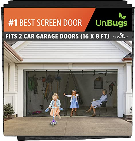 Zanzariera per garage per 2 auto garage – adatta fino a 40,6 m di larghezza x 2,3 cm di altezza – vetroresina magnetica porta schermo nero