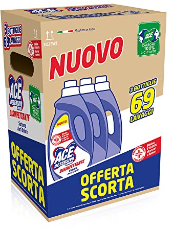 ACE DETERSIVO LIQUIDO DISINFETTANTE, tripacco da 69 lavaggi (3x23)