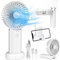 Handheld Fan Portable Fan Rechargeable 3 in 1, Hand Held Fan Battery Powered USB, Mini Fan Portable Hand Fan Foldable with 3 Speed, Small Fan Desk fan Neck Travel Fan for Office, Home, Trip(White)