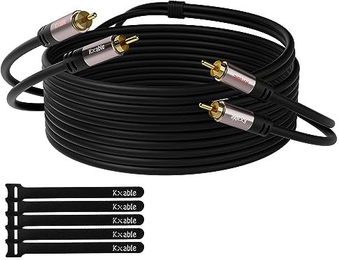 Cavo RCA da 20 m, cavo audio stereo da 2 RCA maschio a 2 RCA maschio, rame privo di ossigeno, suono Hi-Fi, doppia schermatura, 2 RCA audio per auto, cavo subwoofer per Home Theater, HDTV,