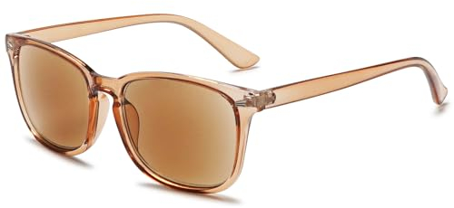VEVESMUNDO Lesebrille mit Sonnenschutz Getönt Lesehilfe Sehhilfe Sonnenbrille Sonnenlesebrille mit sehstärke Damen Herren (+4.0, 1 Stück Transparent Braun Sonnenlesebrille)
