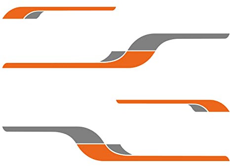 Gesar Adesivo per camper - Adesivi Decorativi per Ambedue le Fiancate - Accessori per camper - Decalcomanie per Camperisti in Vinile - Adesivi per Caravan e Roulotte (Arancione-Grigio)