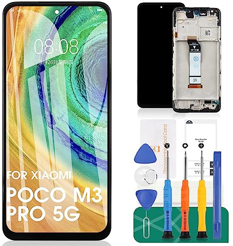 para Xiaomi Redmi Note 10 5G Pantalla LCD para Xiaomi Poco m3 Pro 5G Pantalla Repuesto para Xiaomi Redmi Note 10T 5G LCD Display Touch Digitizer (con Marco,Negro)