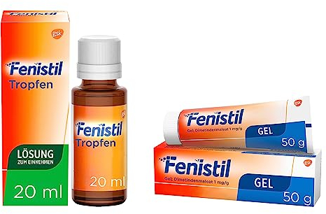 Allergie & Hautpflege Duo: Fenistil Tropfen (20 ml) gegen Schnupfen & Juckreiz + Fenistil Gel (50 g) bei Insektenstichen & Sonnenbrand, Dimetindenmaleat 1 mg/g