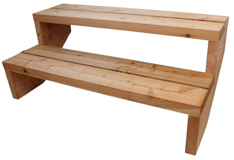 Gartenwelt Riegelsberger Terrassentreppe Breite 95 cm Treppe mit 2 Stufen Geschosshöhe 38 cm Massivholz Lärche Komplett-Set Wangen, Bohlen & Schrauben