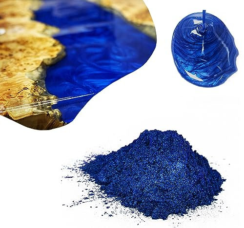 Pigments Resin Pro Sahara pour résine époxy, poudre de mica 10g pour travaux d'époxy, revêtements, plans de travail, tables, bricolage, arts et métiers, effet de mouvement (Blu Fonce)