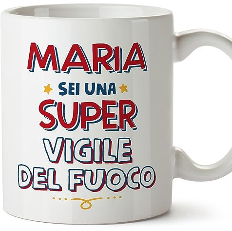 Mugffins Tazza Personalizzata in ceramica per VIGILE DEL FUOCO donna 11 oz / 350 ml - In italiano - Sei Super - Idea regalo per compleanno, anniversario, natale, laurea