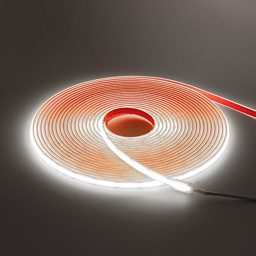 HEGEHE 12V COB LED Streifen Weiß, 320LEDs/m Superhell Hohe Dichte IP68 Wasserdicht Flex Selbstklebend COB LED Leiste Lichtband Strip für DIY Innen-und Außenbeleuchtung Projekte (Weiß, 4M)