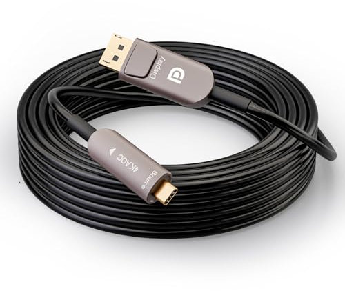 USB C to Displayport Cable,CHENLENIC USB C to Displayport 4K Fiber Optic Cable 15Meter