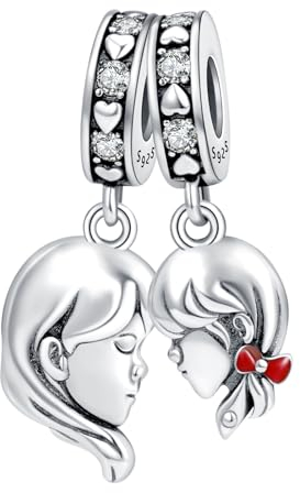 Rimgoris 925 Sterling Silber Charm für Frauen Armbänder Halskette Mutter Tochter Portrait Dangle Charms Frauen Armband Charm