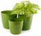 Lot de 3 Pots de Fleurs Décoratifs Intérieur/Extérieur - Tailles 14/16/18 cm - Surface en Cristal Brillant - Plastique Vert