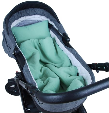 Babylux Babydecke MUSSELIN Kinderwagen Decke 75x60cm Kuscheldecke Stubenwagen MPM (Grün)