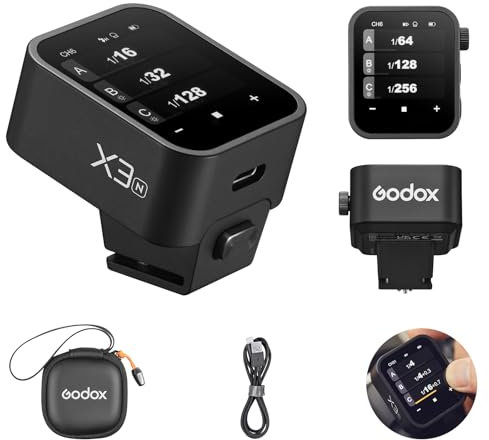 GODOX X3-N TTL Wireless Flash Trigger for Nikon Camera, 1/8000s HSS TTL TCM Function, Built-in Battery Touchscreen Flash Transmitter Compatible with Nikon Camera