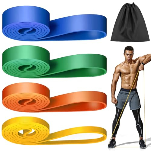 Fitnessbänder,Widerstandsbänder Set Mit 4 Verschiedene Ebenen, Resistance Bands, Gummiband Sport, Gymnastikband, Trainingsbänder, Resistance Bands Set für Fitness/Yoga/Krafttraining für Männer Frauen