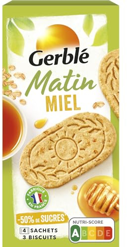 Gerblé Biscuits Matin Miel – Céréales Complètes, Source de Fibres et Vitamines – Petit-Déjeuner Équilibré Sans Huile de Palme, 200 g