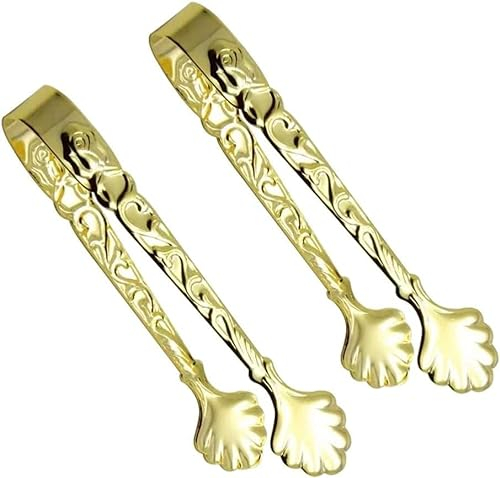 Pinces à nourriture dorées 2 pièces pinces à glace pince à glaçons en métal pince à sucre en métal poignée rose vintage pince à glaçons Mini pince à nourriture pince for apéritif dessert cuisine pince